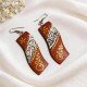 Handcrafted Painting Wood Earrings Unique Shaped